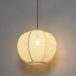 Kinder QAZQA Smart Pendant Lamp Natural Fabric 48 cm Incl. Wifi G95 - Rob