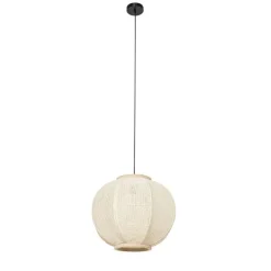 Kinder QAZQA Smart Pendant Lamp Natural Fabric 48 cm Incl. Wifi G95 - Rob
