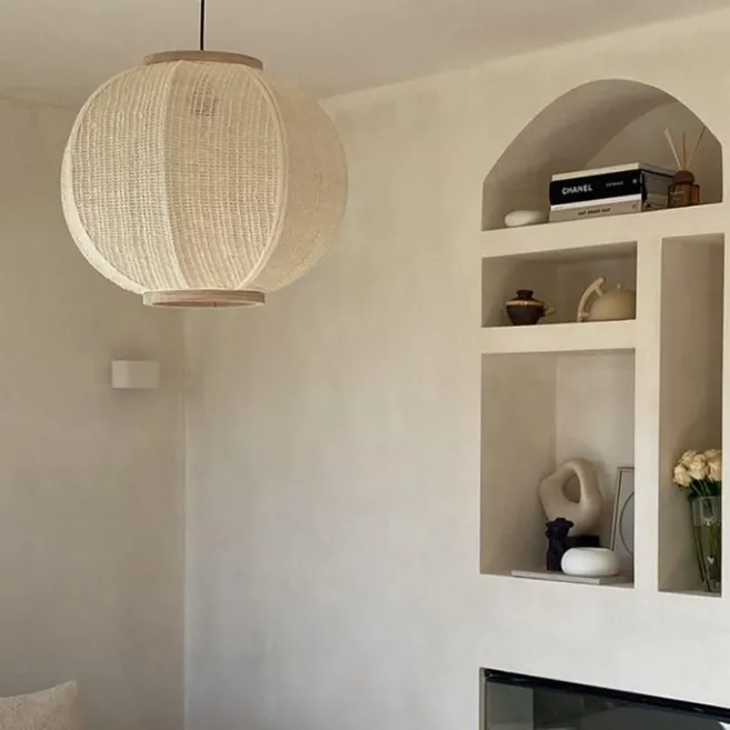 Kinder QAZQA Smart Pendant Lamp Natural Fabric 48 cm Incl. Wifi G95 - Rob