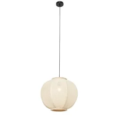 Kinder QAZQA Smart Pendant Lamp Natural Fabric 48 cm Incl. Wifi G95 - Rob