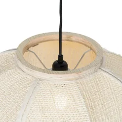 Kinder QAZQA Smart Pendant Lamp Natural Fabric 48 cm Incl. Wifi G95 - Rob