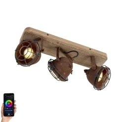 QAZQA Smart Spot rostbraun kippbar inkl. 3 WiFi GU10 - Gina