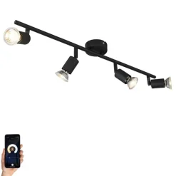 QAZQA Smart Spot schwarz inkl. WiFi GU10 4-flammig neigbar - Jeany