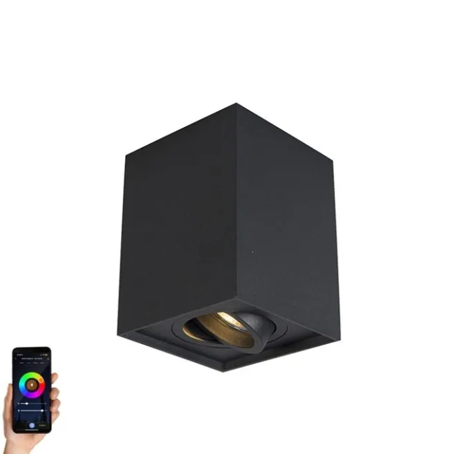 QAZQA Smart Spot schwarz verstellbar inkl. WiFi GU10 - Quadro Up