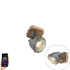 QAZQA Smart Spot Stahl mit Holz inkl. WiFi GU10 verstellbar - Emado