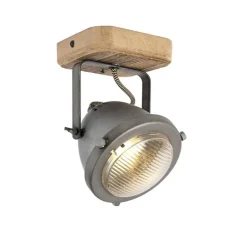 QAZQA Smart Spot Stahl mit Holz inkl. WiFi GU10 verstellbar - Emado