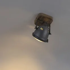 QAZQA Smart Spot Stahl mit Holz inkl. WiFi GU10 verstellbar - Emado