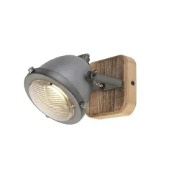 QAZQA Smart Spot Stahl mit Holz inkl. WiFi GU10 verstellbar - Emado