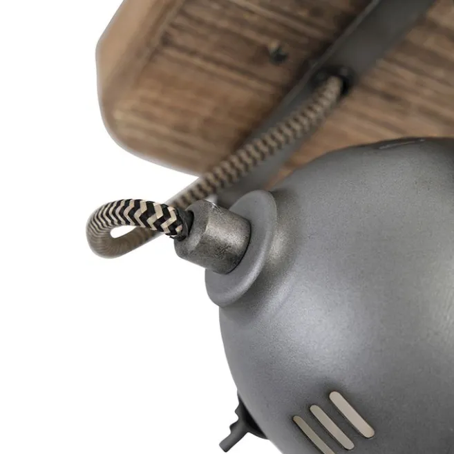 QAZQA Smart Spot Stahl mit Holz inkl. WiFi GU10 verstellbar - Emado