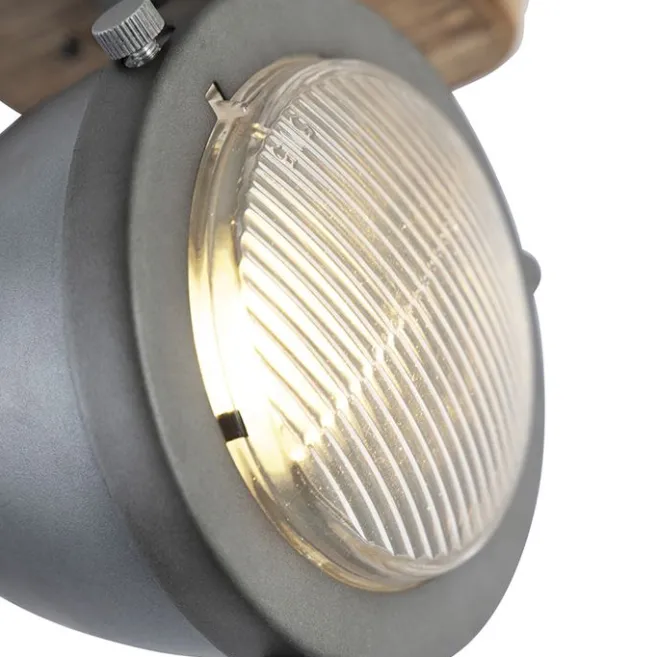 QAZQA Smart Spot Stahl mit Holz inkl. WiFi GU10 verstellbar - Emado