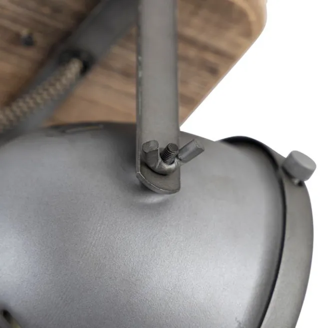 QAZQA Smart Spot Stahl mit Holz inkl. WiFi GU10 verstellbar - Emado