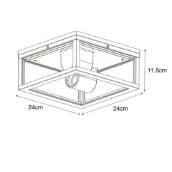 QAZQA Smarte Außendeckenleuchte schwarz mit geripptem Glas inkl. WLAN A60 - Charlois