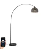 QAZQA Smarte Bogen Stehlampe Schwarz mit Rauchglas inkl. WiFi G95 - Arc