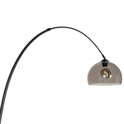 QAZQA Smarte Bogen Stehlampe Schwarz mit Rauchglas inkl. WiFi G95 - Arc