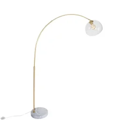 QAZQA Smarte Bogenlampe Messing mit Klarglas inkl. WiFi G95 - Arc