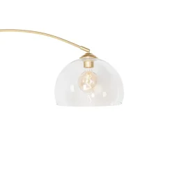 QAZQA Smarte Bogenlampe Messing mit Klarglas inkl. WiFi G95 - Arc