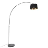 QAZQA Smarte Bogenlampe schwarz mit Gold inkl. Wifi A60 - Arc Basic