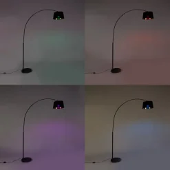 QAZQA Smarte Bogenlampe schwarz mit Gold inkl. Wifi A60 - Arc Basic