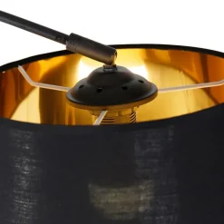 QAZQA Smarte Bogenlampe schwarz mit Gold inkl. Wifi A60 - Arc Basic