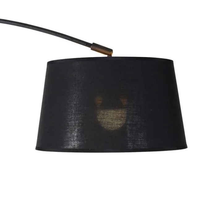 QAZQA Smarte Bogenlampe schwarz mit Gold inkl. Wifi A60 - Arc Basic