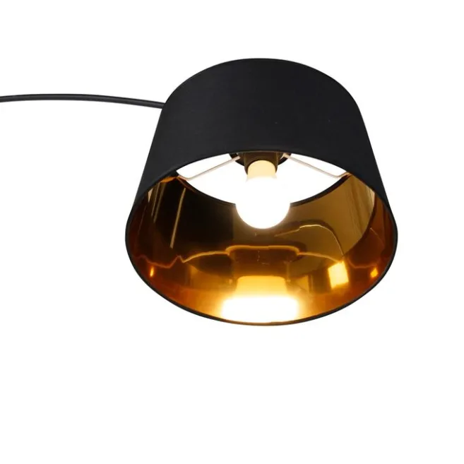 QAZQA Smarte Bogenlampe schwarz mit Gold inkl. Wifi A60 - Arc Basic
