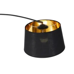 QAZQA Smarte Bogenlampe schwarz mit Gold inkl. Wifi A60 - Arc Basic
