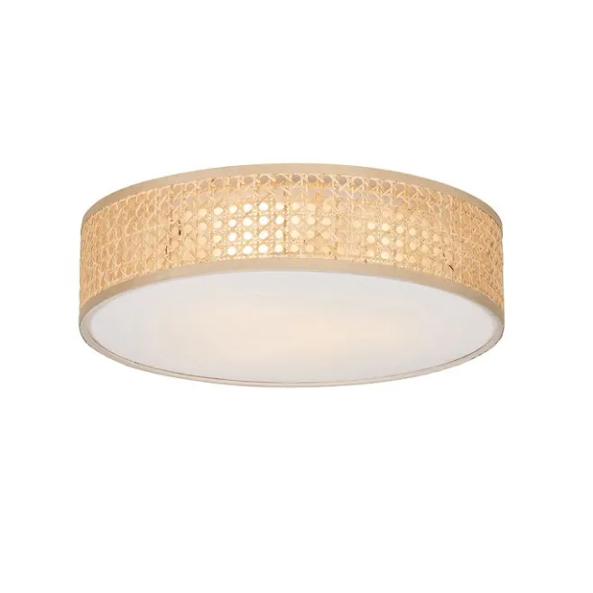 QAZQA Smarte Deckenleuchte Rattan 40 cm 3-flammig inkl. 3 Wifi P45 - Tromma