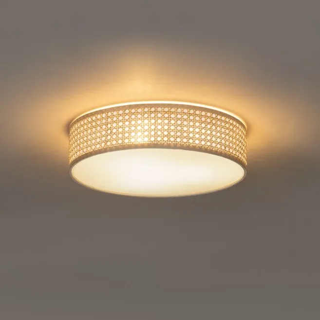 QAZQA Smarte Deckenleuchte Rattan 40 cm 3-flammig inkl. 3 Wifi P45 - Tromma