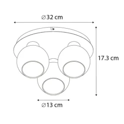 QAZQA Smarte Deckenleuchte Schwarz mit Rauchglas 3-flammig inkl. WiFi A60 - Vidro