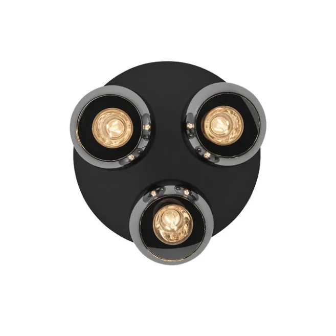 QAZQA Smarte Deckenleuchte Schwarz mit Rauchglas 3-flammig inkl. WiFi A60 - Vidro