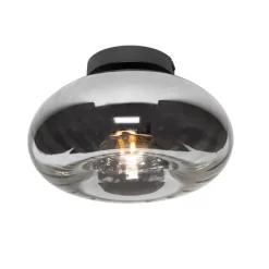 QAZQA Smarte Deckenleuchte Schwarz mit Rauchglas inkl. WiFi P45 - Ayesha