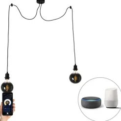 QAZQA Smarte Hängelampe schwarz inkl. 2 WiFi G125 - Cava