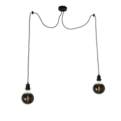 QAZQA Smarte Hängelampe schwarz inkl. 2 WiFi G125 - Cava