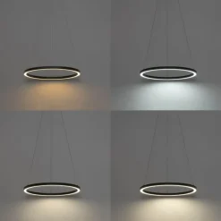 QAZQA Smarte Hängelampe schwarz 60 cm inkl. LED und RGBW - Girello