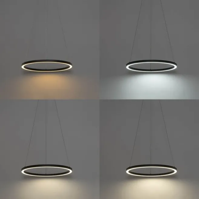 QAZQA Smarte Hängelampe schwarz 60 cm inkl. LED und RGBW - Girello