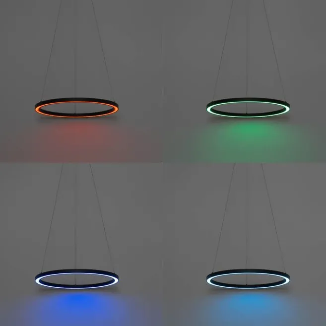 QAZQA Smarte Hängelampe schwarz 60 cm inkl. LED und RGBW - Girello