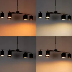 QAZQA Smarte Hängelampe schwarz verstellbar inkl. 6 Wifi B35 - Lofty