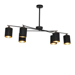 QAZQA Smarte Hängelampe schwarz verstellbar inkl. 6 Wifi B35 - Lofty