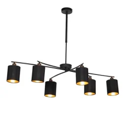 QAZQA Smarte Hängelampe schwarz verstellbar inkl. 6 Wifi B35 - Lofty