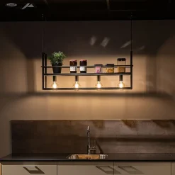 QAZQA Smarte Hängelampe schwarz mit Rack inkl. 4 WiFi A60 - Cage Rack