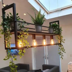 QAZQA Smarte Hängelampe schwarz mit Rack inkl. 4 WiFi A60 - Cage Rack