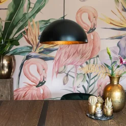 QAZQA Smarte Industrie-Hängelampe schwarz mit gold 50 cm inkl. Wifi G125 - Magna Eco