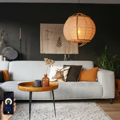 Kinder QAZQA Smarte Pendelleuchte braun 58 cm inkl. Wifi G95 - Pascal