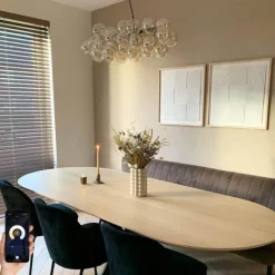 QAZQA Smarte Pendelleuchte schwarz mit Bernstein-Glas inkl. 8 Wifi G9 - Uvas