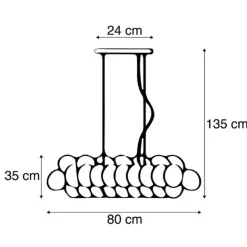 QAZQA Smarte Pendelleuchte schwarz mit Bernstein-Glas inkl. 8 Wifi G9 - Uvas
