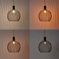 QAZQA Smarte runde Hängelampe schwarz 50 cm inkl. Wifi G95 - Dos