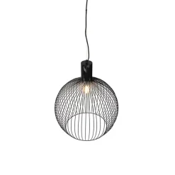 QAZQA Smarte runde Hängelampe schwarz 50 cm inkl. Wifi G95 - Dos