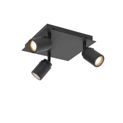 QAZQA Smarter Badezimmerspot schwarz quadratisch IP44 inkl. 3 WiFi GU10 - Ducha