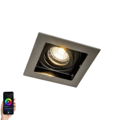QAZQA Smarter Einbaustrahler Stahl inkl. Wifi GU10 Lichtquelle - Carree