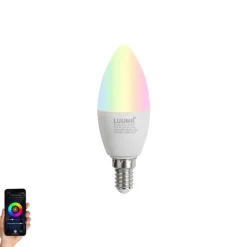 LUUMR Smartes E14 LED-Leuchtmittel C37 Opal RGBW 4,9W 470lm 2700-6500K
